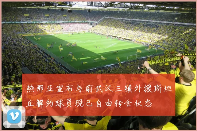 热那亚宣布与前武汉三镇外援斯坦丘解约球员现已自由转会状态
